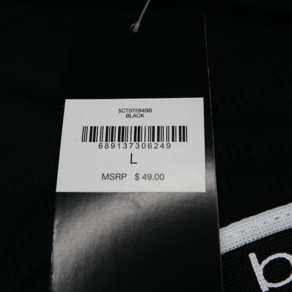 Bebe Black Long Sleeve Mock Neck Slit Tapered Logo NWT - Picture 8 of 9